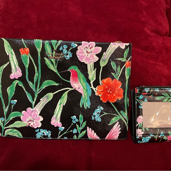 Kate Spade Black Crossbody Bag with Floral and Hummingbird Design - Picture 1 of 4